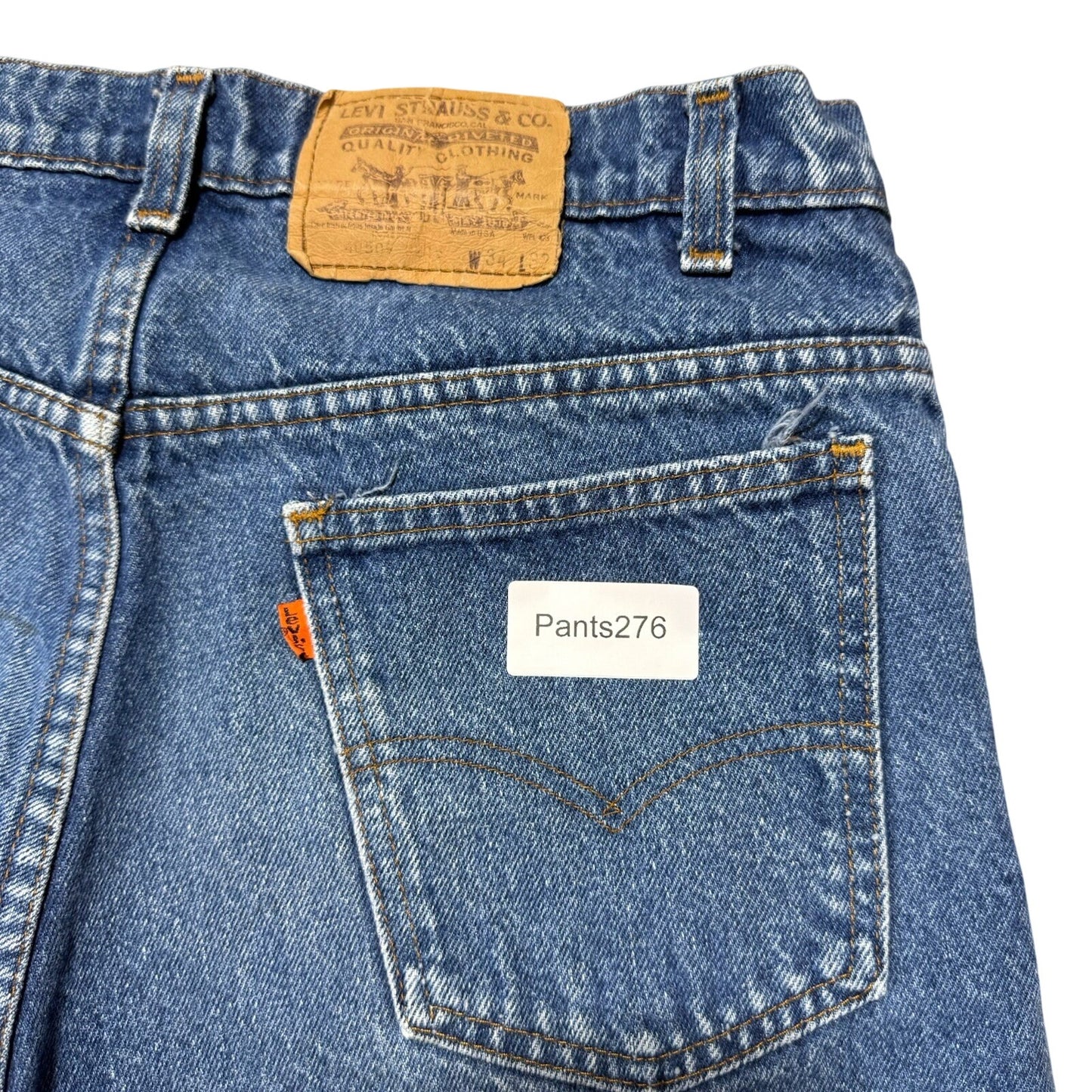 Vintage 80s Levis Jeans 34x31 509 Orange Tab Medium Wash Straight Regular Denim