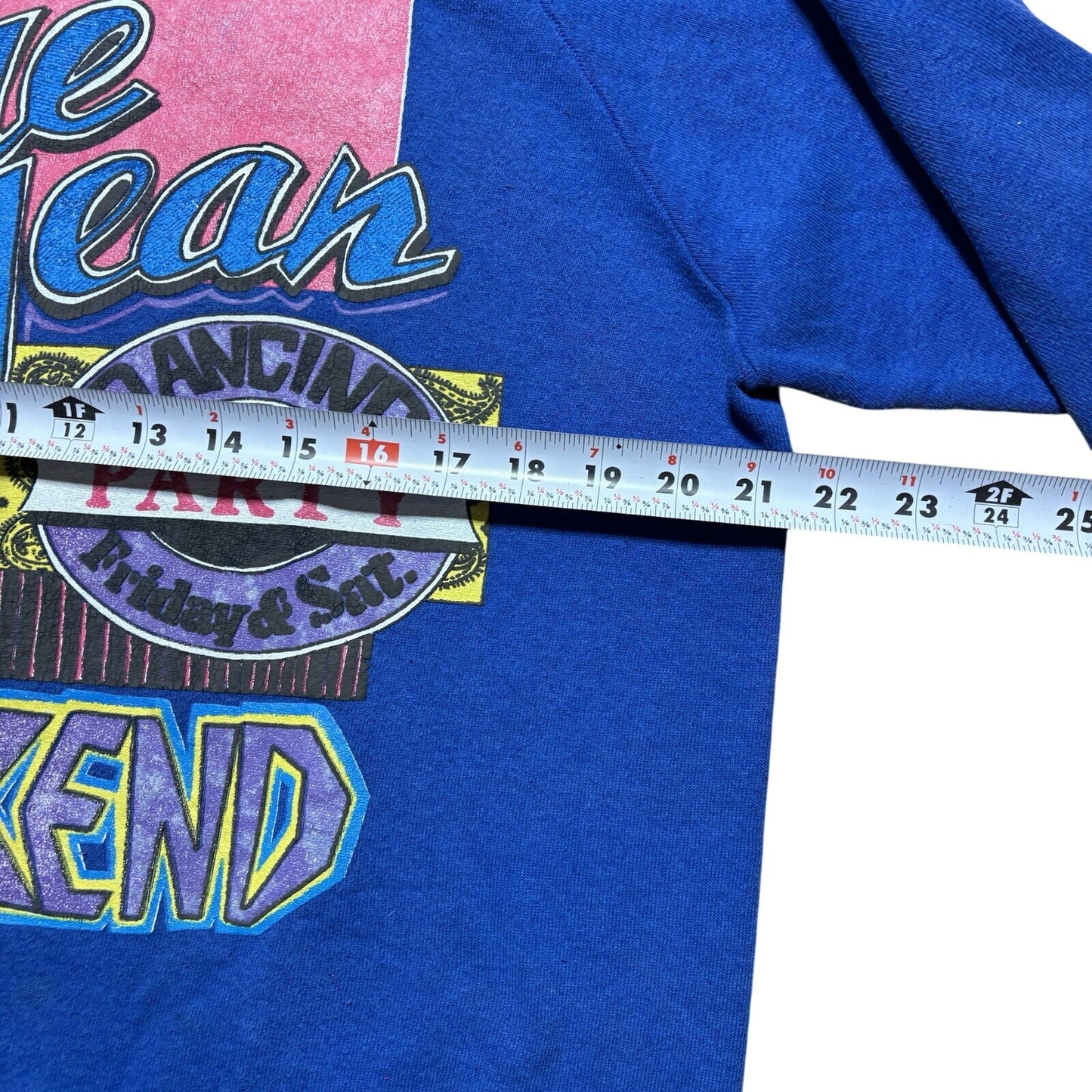 Vintage 80s Blue Jean Dancing Party Weekend Fraternity Crewneck Sweatshirt XL