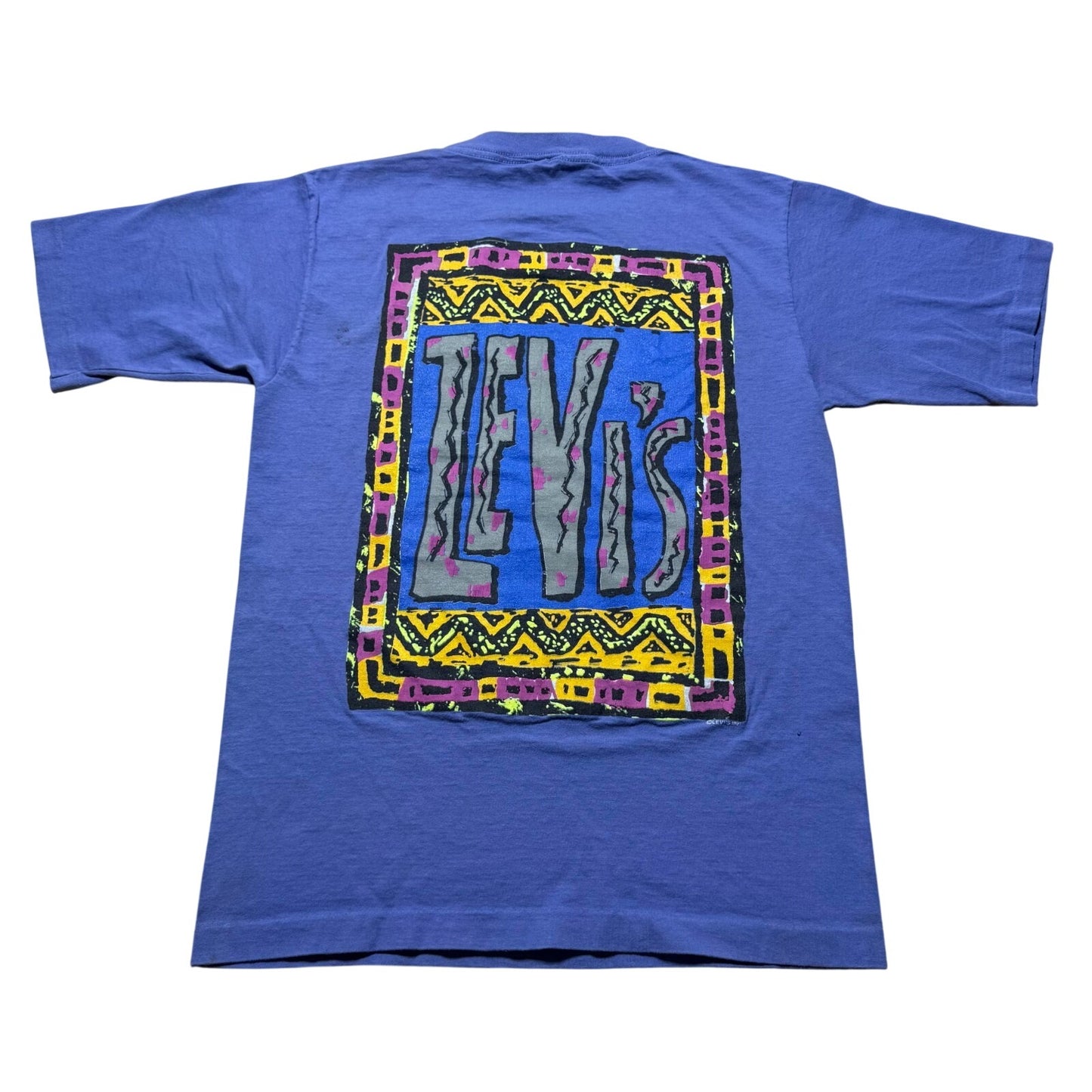 Vintage 1991 Levi's Neon Tribal Aztec Southwestern T-Shirt USA Made Youth Large