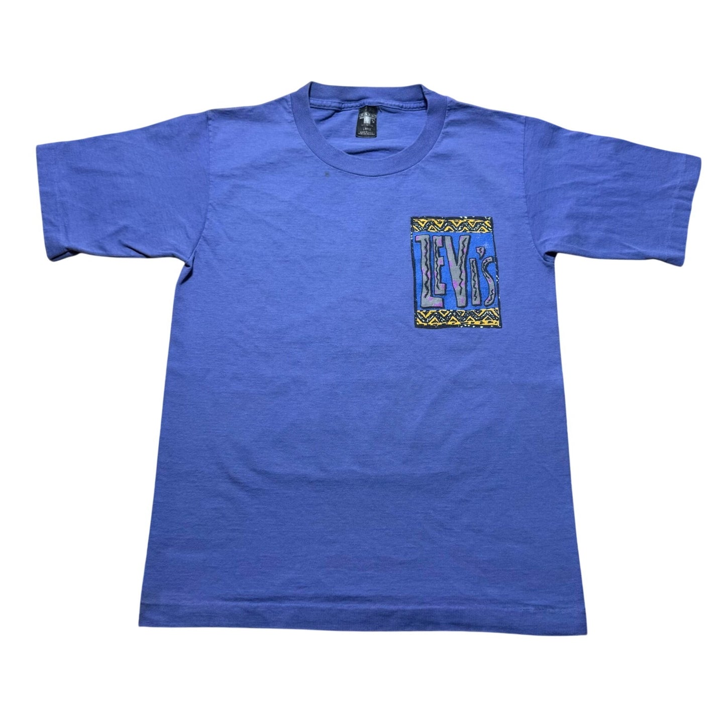 Vintage 1991 Levi's Neon Tribal Aztec Southwestern T-Shirt USA Made Youth Large