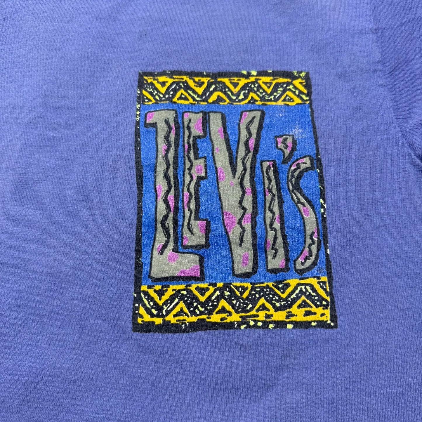 Vintage 1991 Levi's Neon Tribal Aztec Southwestern T-Shirt USA Made Youth Large