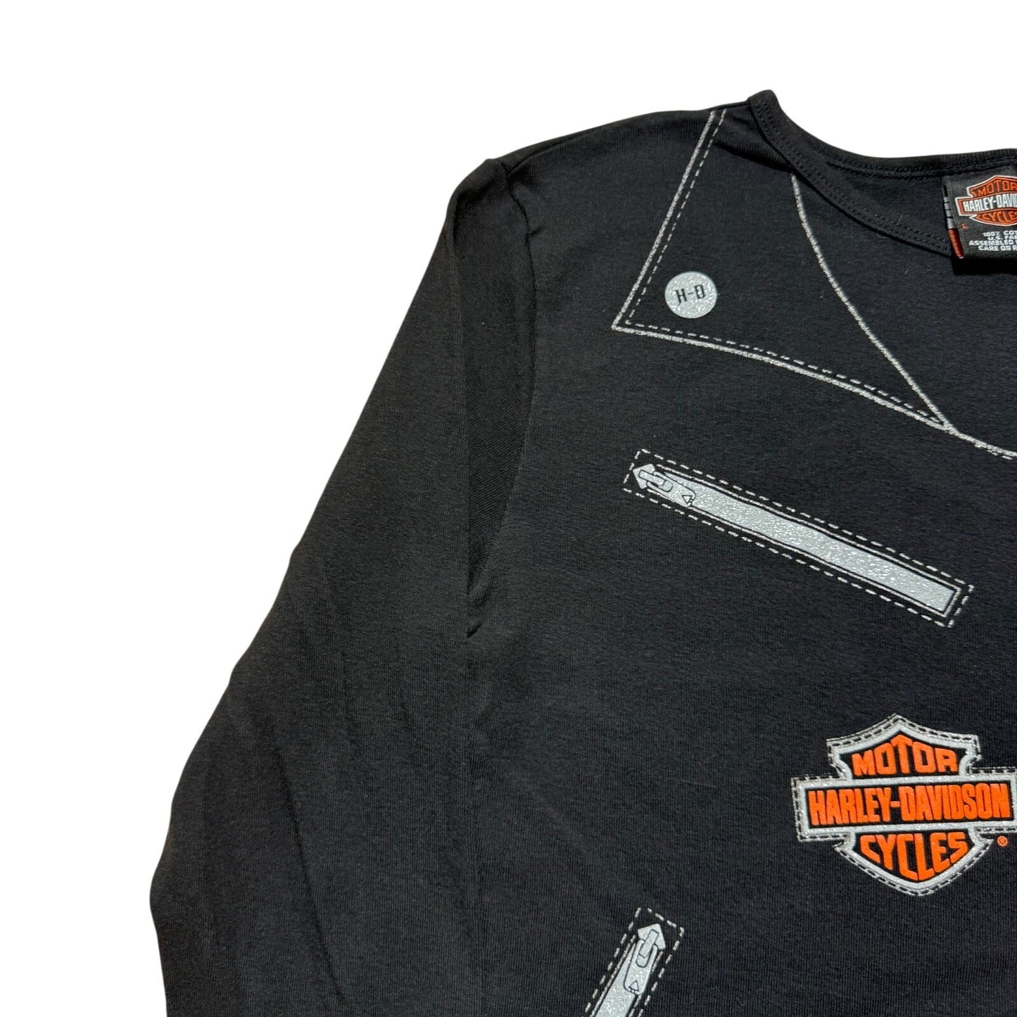 Vintage 90s Harley-Davidson AOP Suit Baby Doll Barnett El Paso Texas Long Sleeve Biker Shirt Large