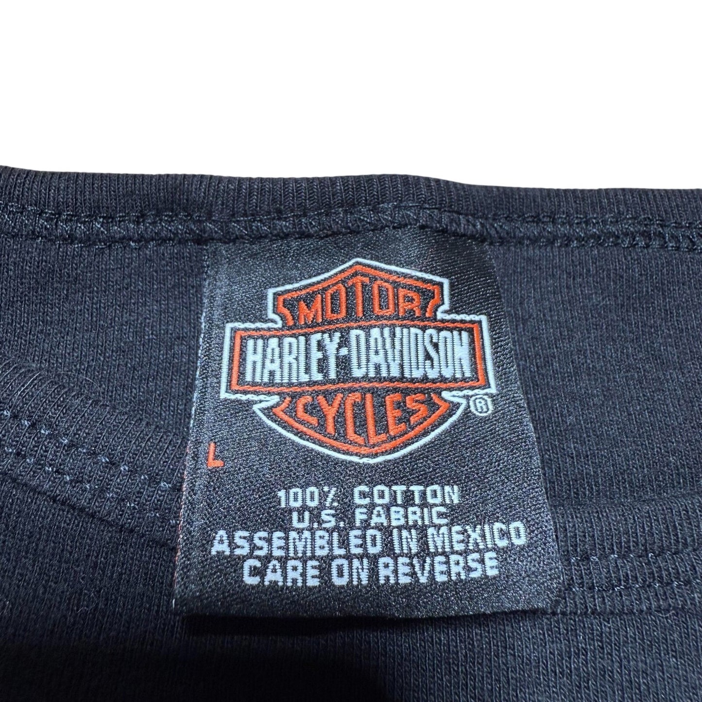 Vintage 90s Harley-Davidson AOP Suit Baby Doll Barnett El Paso Texas Long Sleeve Biker Shirt Large