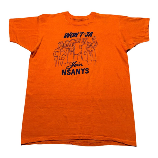 Vintage 70s 80s NSANYS “ Won’t-Ja Join ” New York Nursing Program Shirt Large