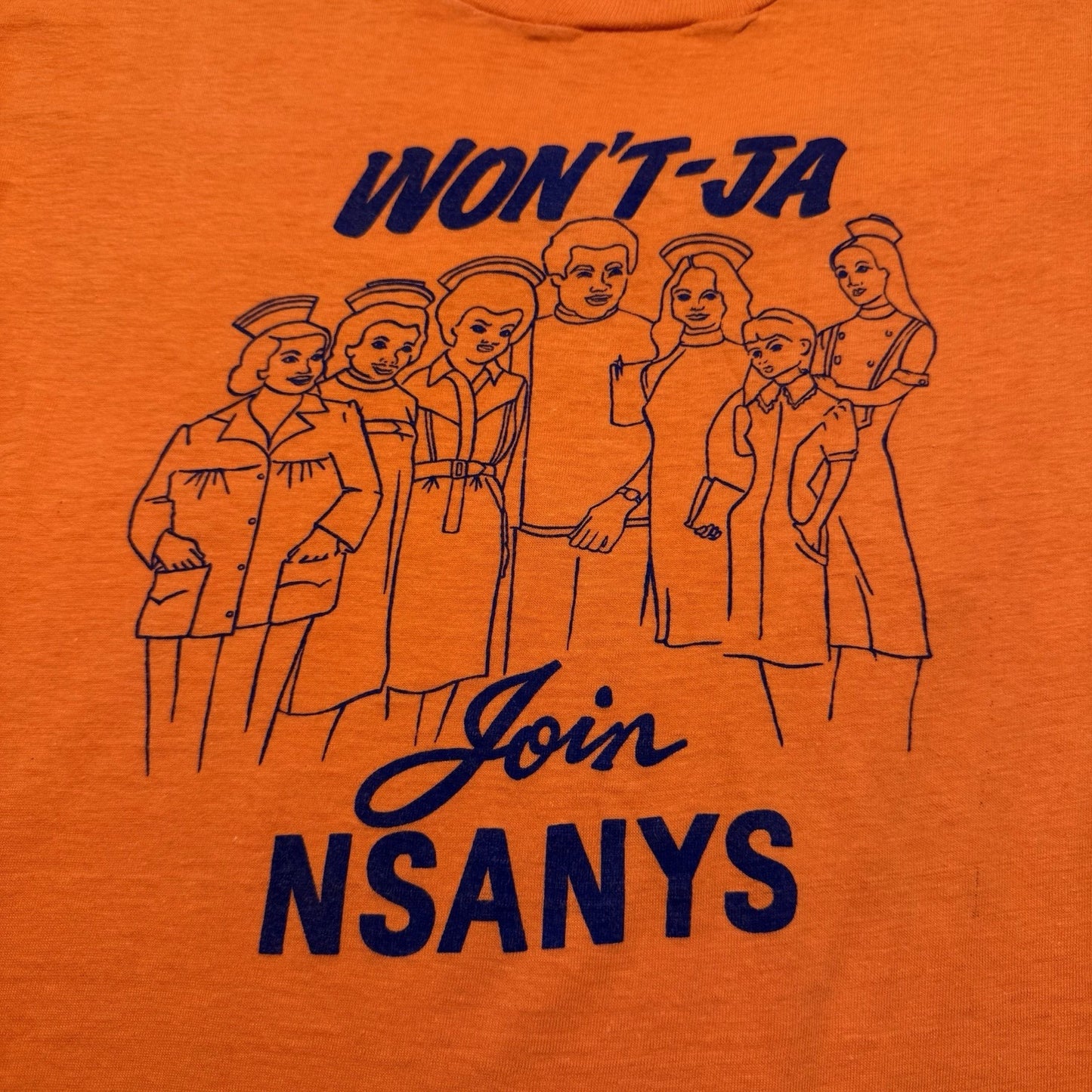 Vintage 70s 80s NSANYS “ Won’t-Ja Join ” New York Nursing Program Shirt Large