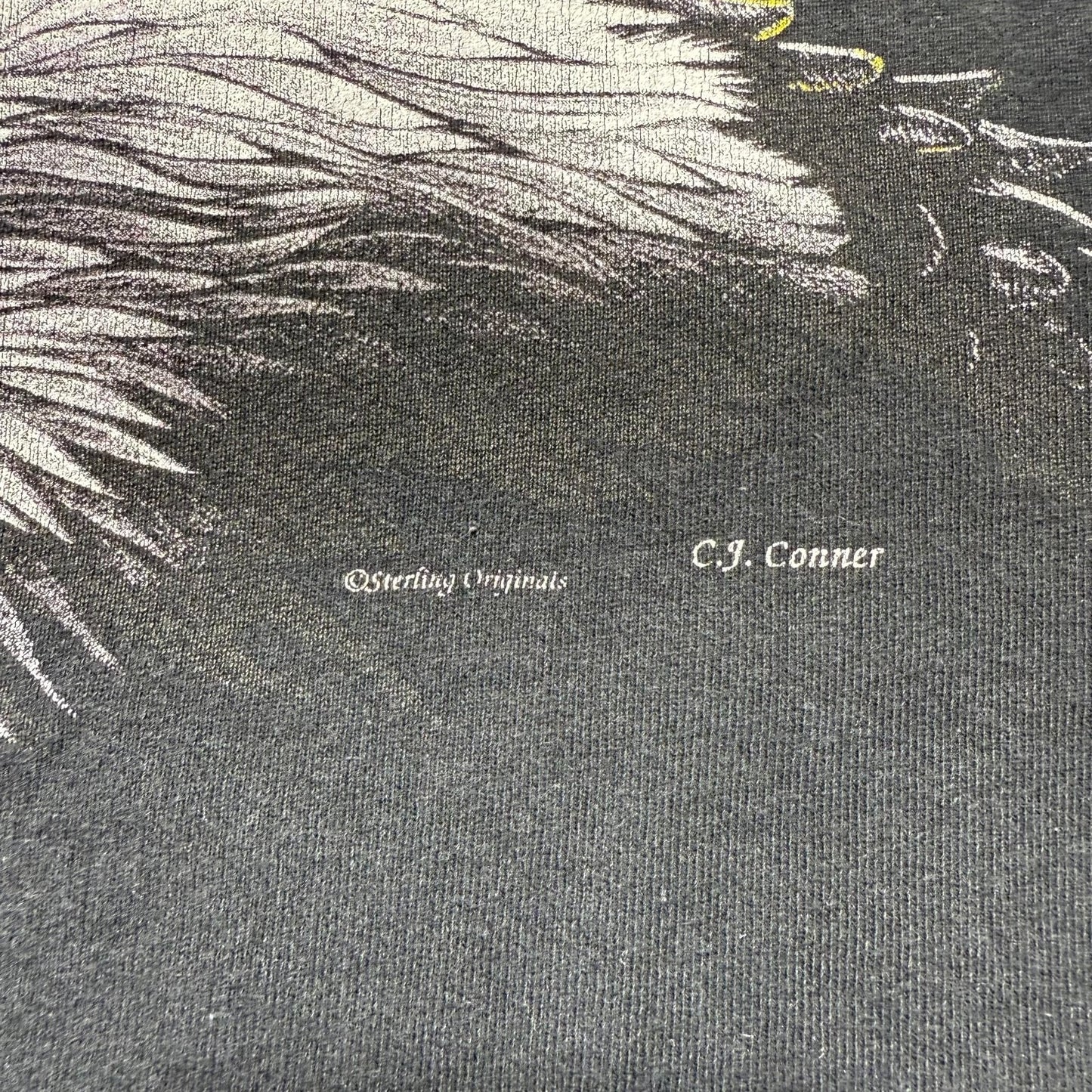 Vintage 90s Bald Eagle Wildlife Moon C.J. Conner Sweatshirt USA Made Size Medium