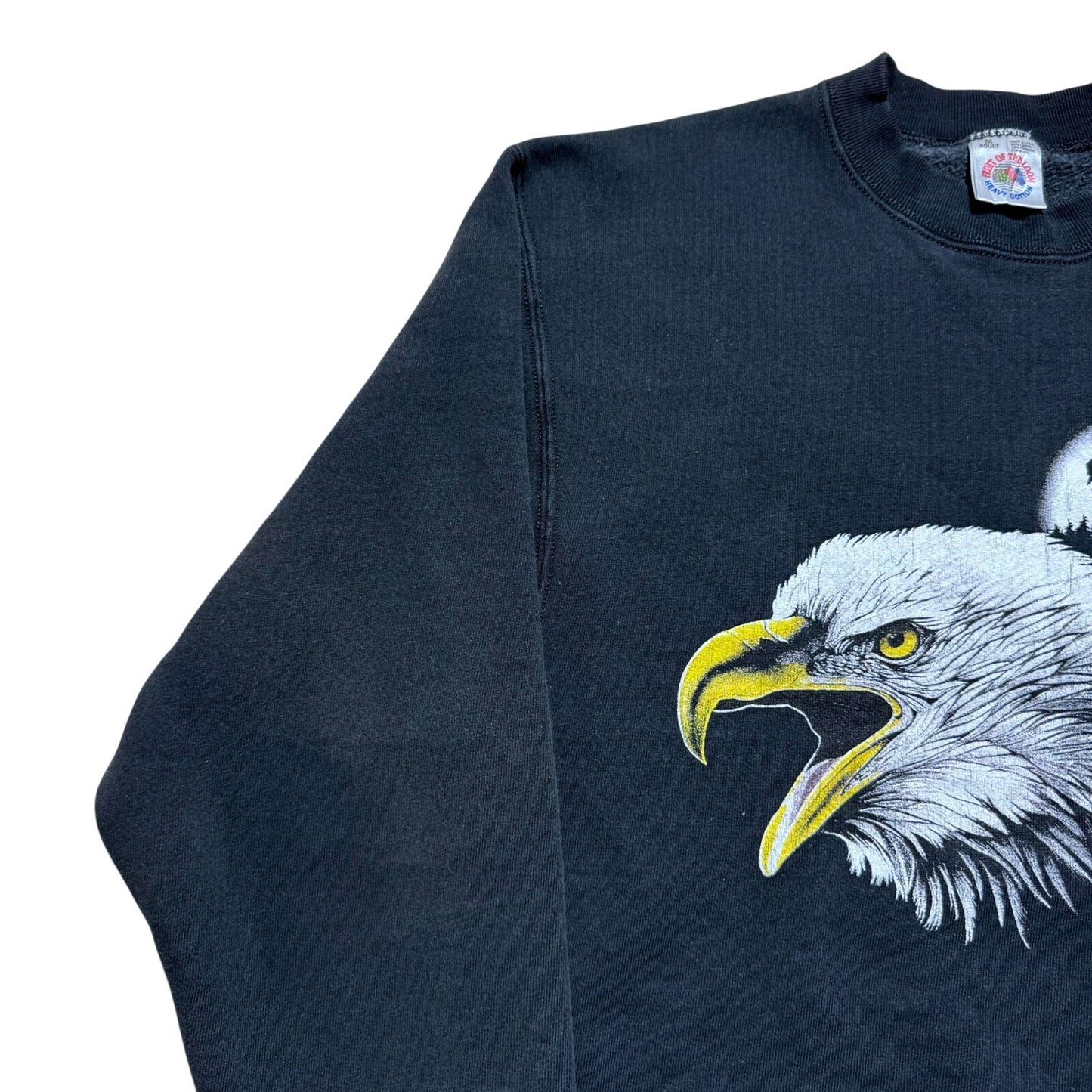 Vintage 90s Bald Eagle Wildlife Moon C.J. Conner Sweatshirt USA Made Size Medium