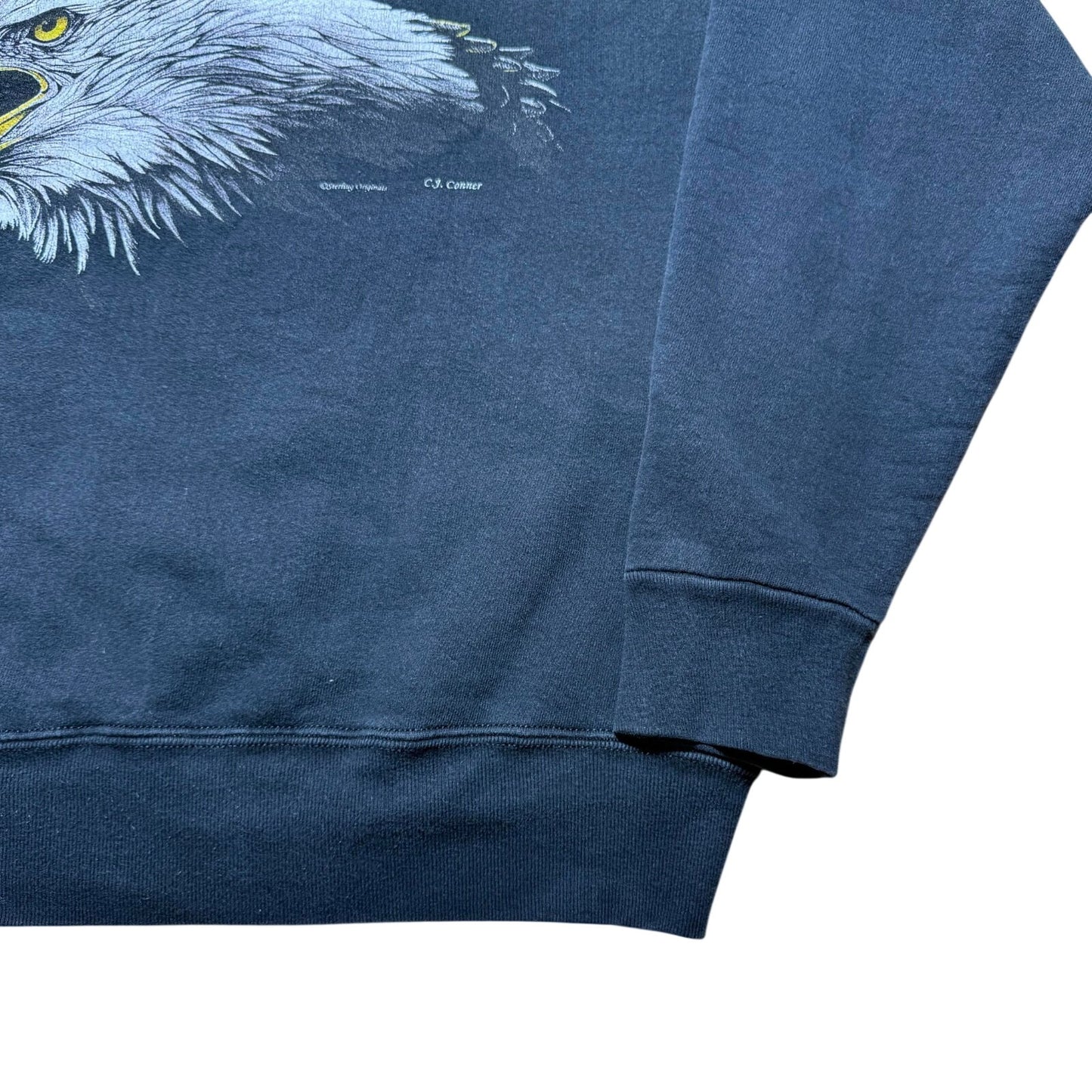 Vintage 90s Bald Eagle Wildlife Moon C.J. Conner Sweatshirt USA Made Size Medium