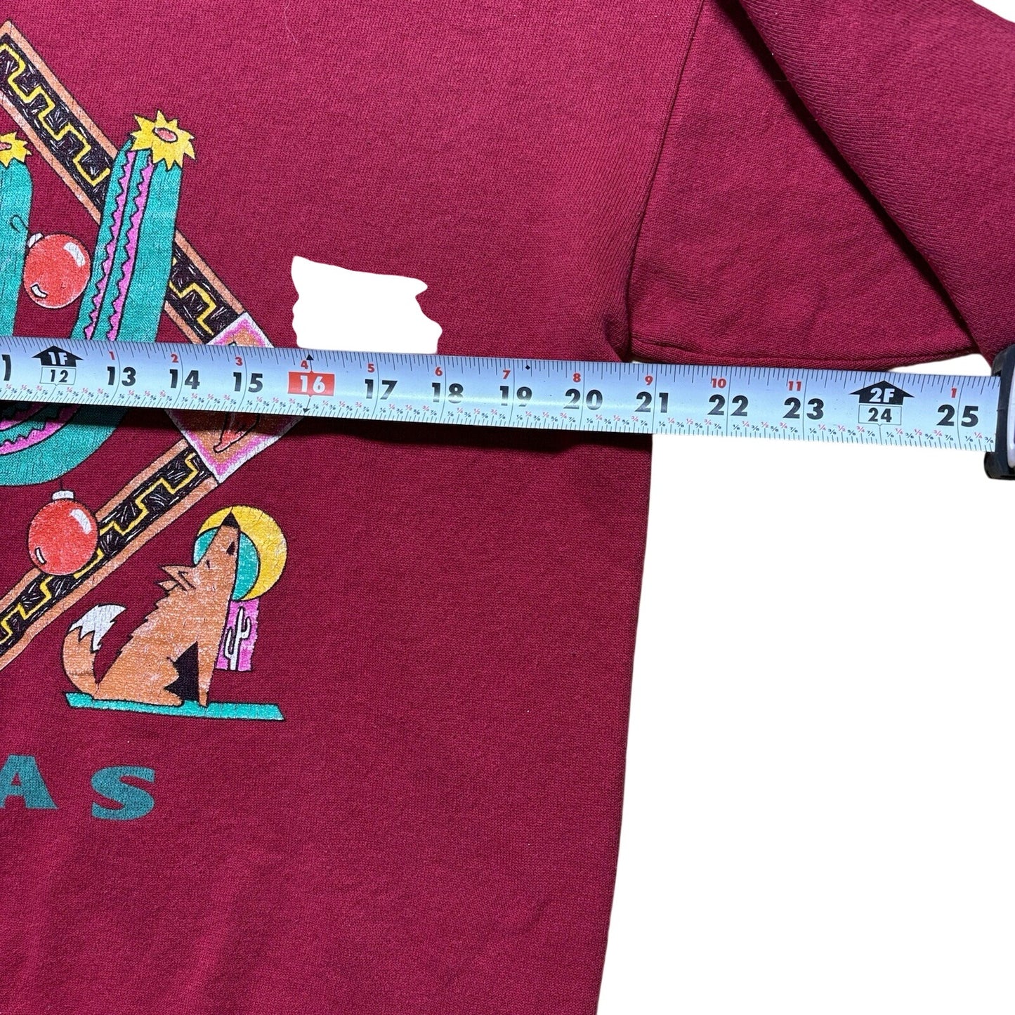 Vintage 80s Texas Native Art Cactus Chili Pepper Coyote Crewneck Sweatshirt L