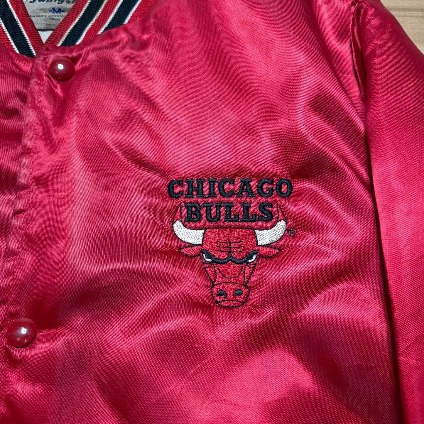 Vintage 80s Chicago Bulls NBA Basketball Satin Bomber Jacket USA Made - Medium