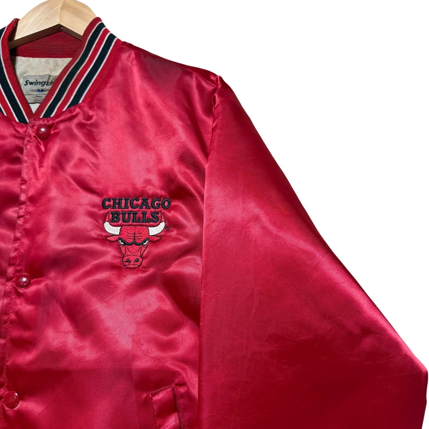 Vintage 80s Chicago Bulls NBA Basketball Satin Bomber Jacket USA Made - Medium