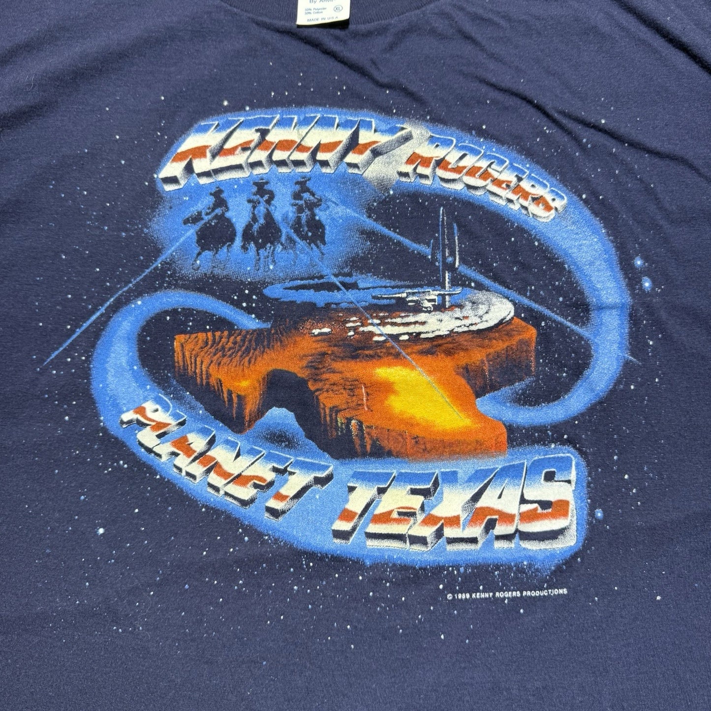 Vintage 80s 1989 Kenny Rogers Planet Texas Country Western Tour Shirt Size Large
