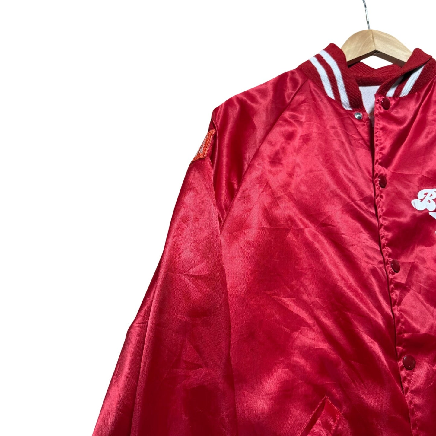 Vintage 90s Budweiser Beer Nylon Huron SD Satin Bomber Jacket USA Made - Large