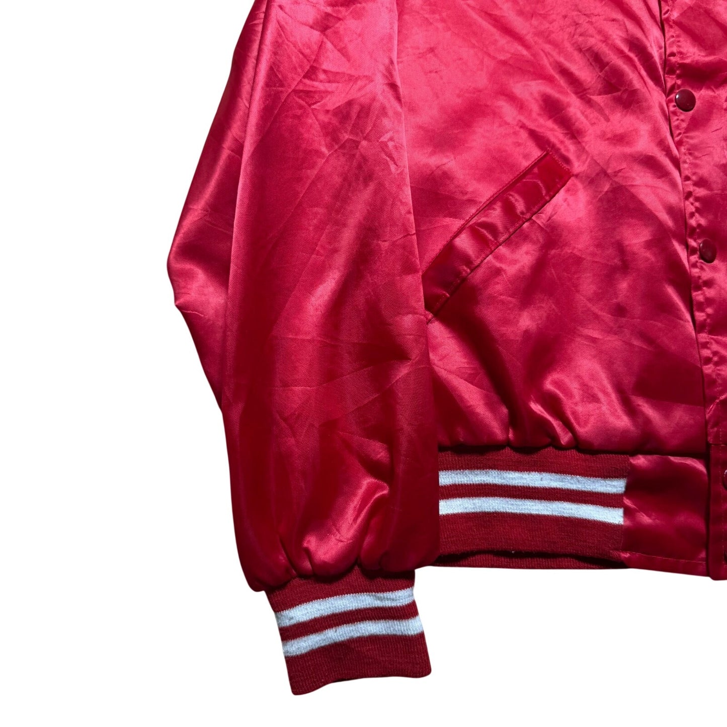 Vintage 90s Budweiser Beer Nylon Huron SD Satin Bomber Jacket USA Made - Large