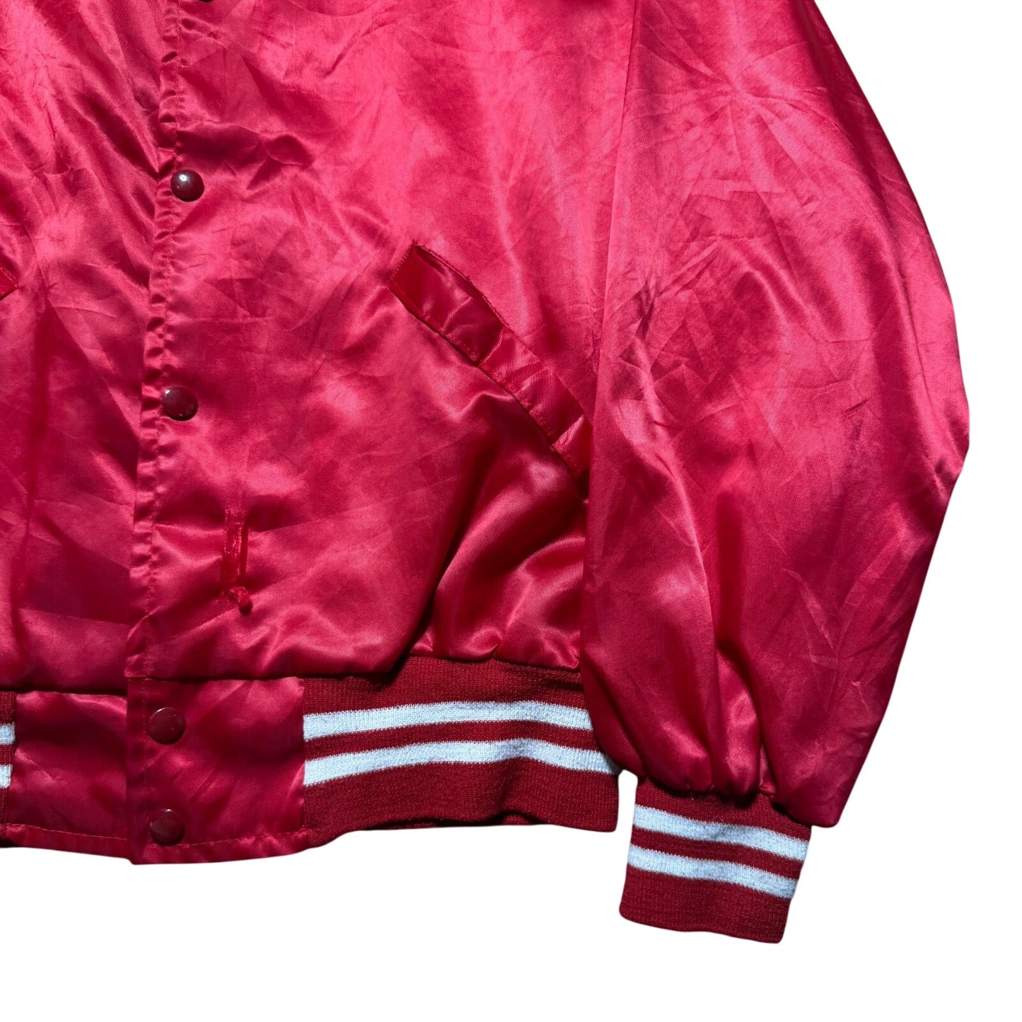 Vintage 90s Budweiser Beer Nylon Huron SD Satin Bomber Jacket USA Made - Large
