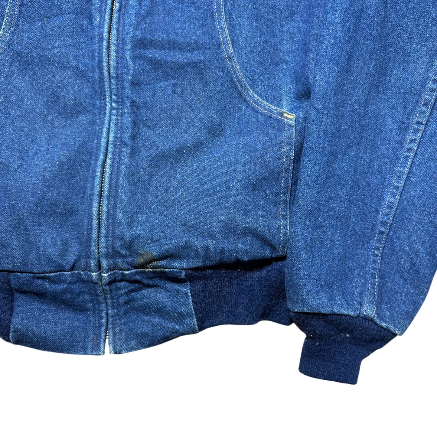 Vintage 90s Carhartt Workwear Full Zip Lined Hooded Denim Jean Jacket USA Large