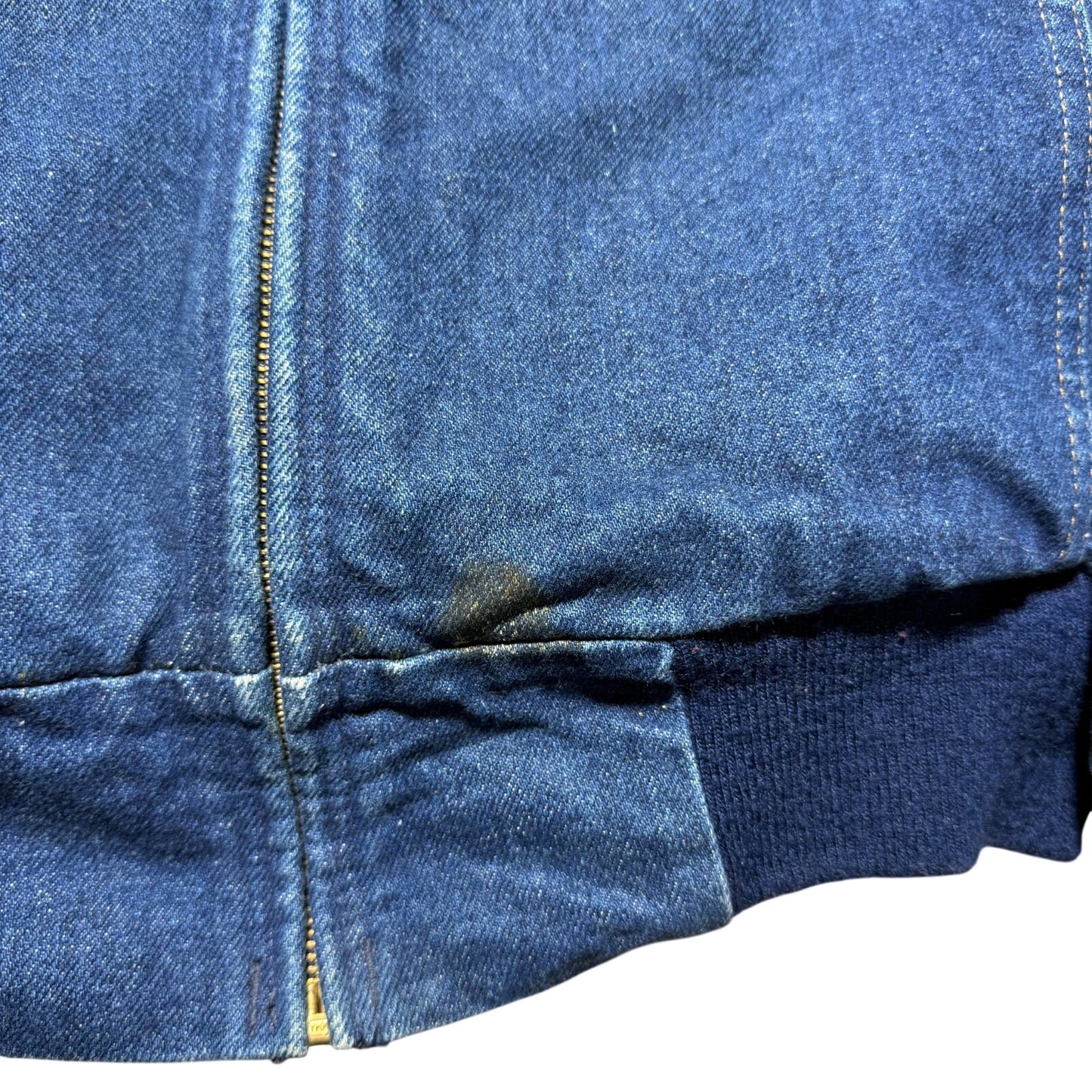 Vintage 90s Carhartt Workwear Full Zip Lined Hooded Denim Jean Jacket USA Large