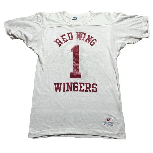 Vintage 70s Champion Blue Bar Red Wing Wingers #1 Jersey Shirt Size Medium