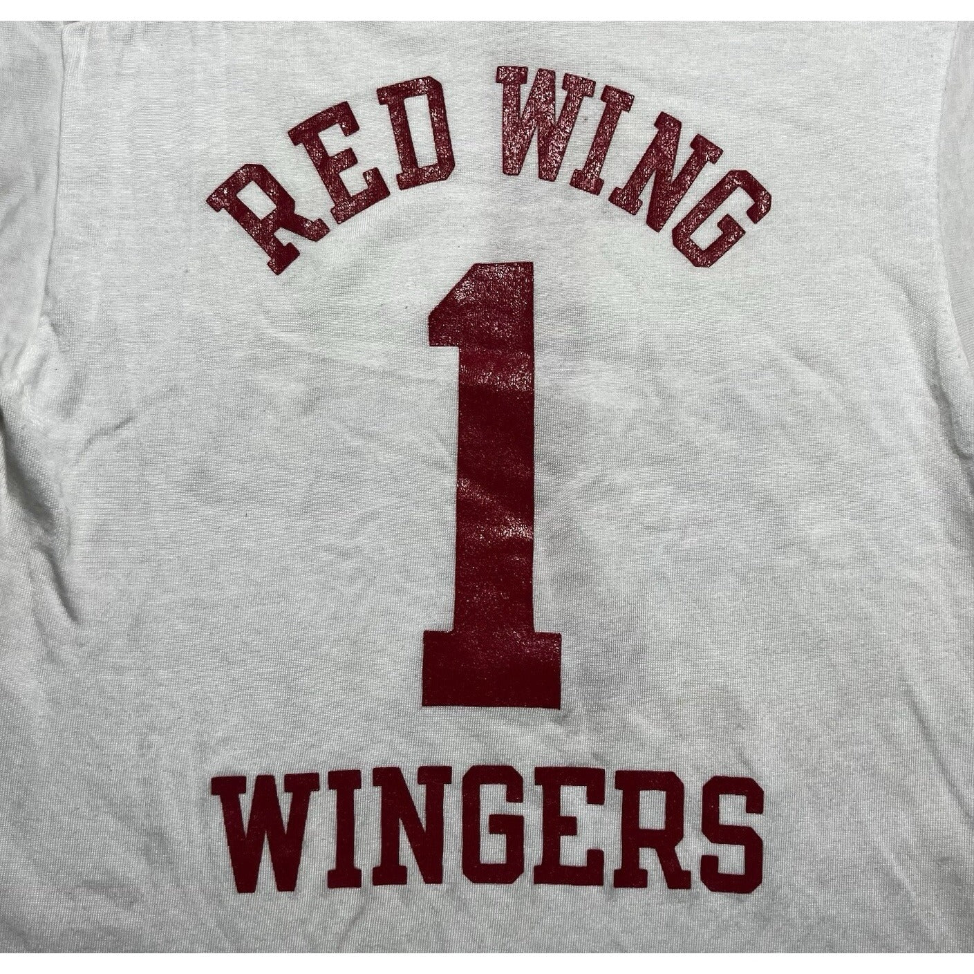 Vintage 70s Champion Blue Bar Red Wing Wingers #1 Jersey Shirt Size Medium