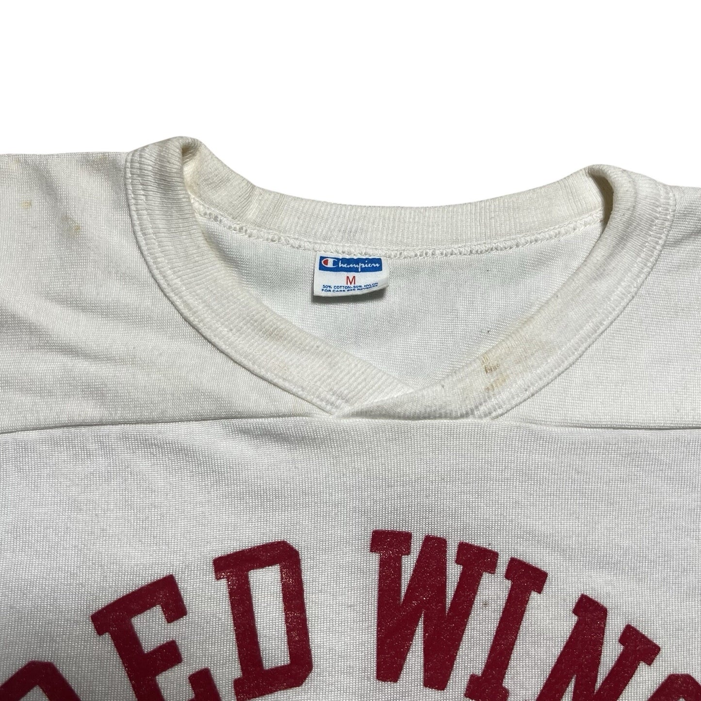 Vintage 70s Champion Blue Bar Red Wing Wingers #1 Jersey Shirt Size Medium