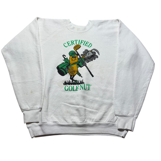 Vintage 80s Certified Golf Nut Peanut Crewneck Raglan Sweatshirt USA Made - XL