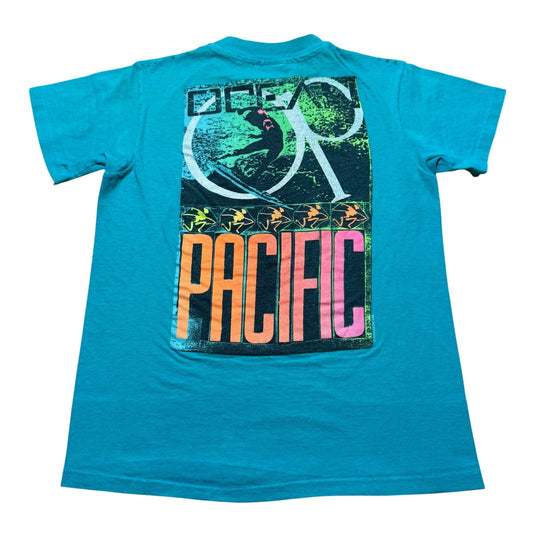 Vintage 1990 Ocean Pacific Surfer Beach Tropical Island Souvenir Shirt USA Small