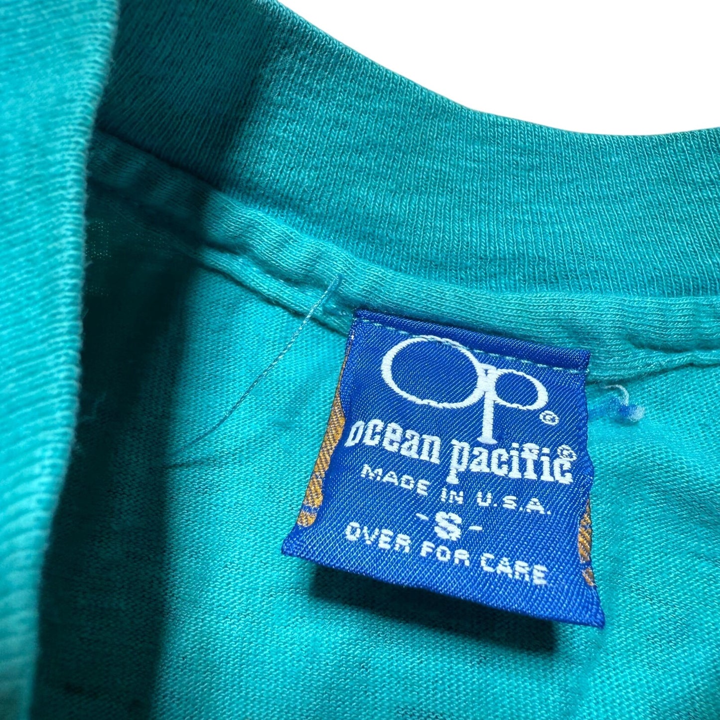 Vintage 1990 Ocean Pacific Surfer Beach Tropical Island Souvenir Shirt USA Small