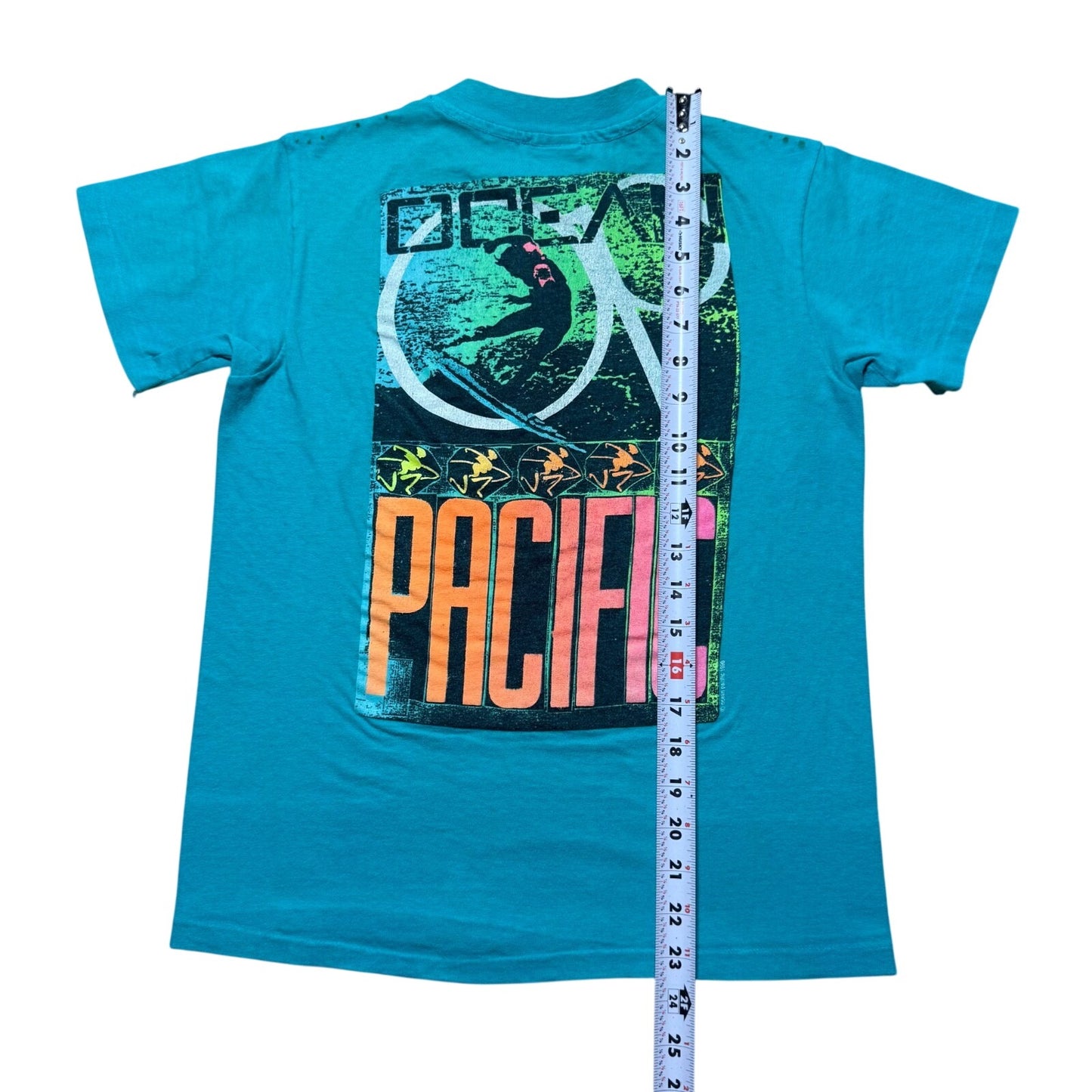 Vintage 1990 Ocean Pacific Surfer Beach Tropical Island Souvenir Shirt USA Small