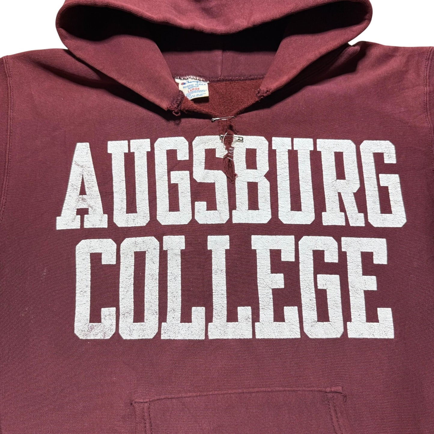 Vintage 80s Champion Reverse Weave Augsburg College Pullover Hoodie USA - Large