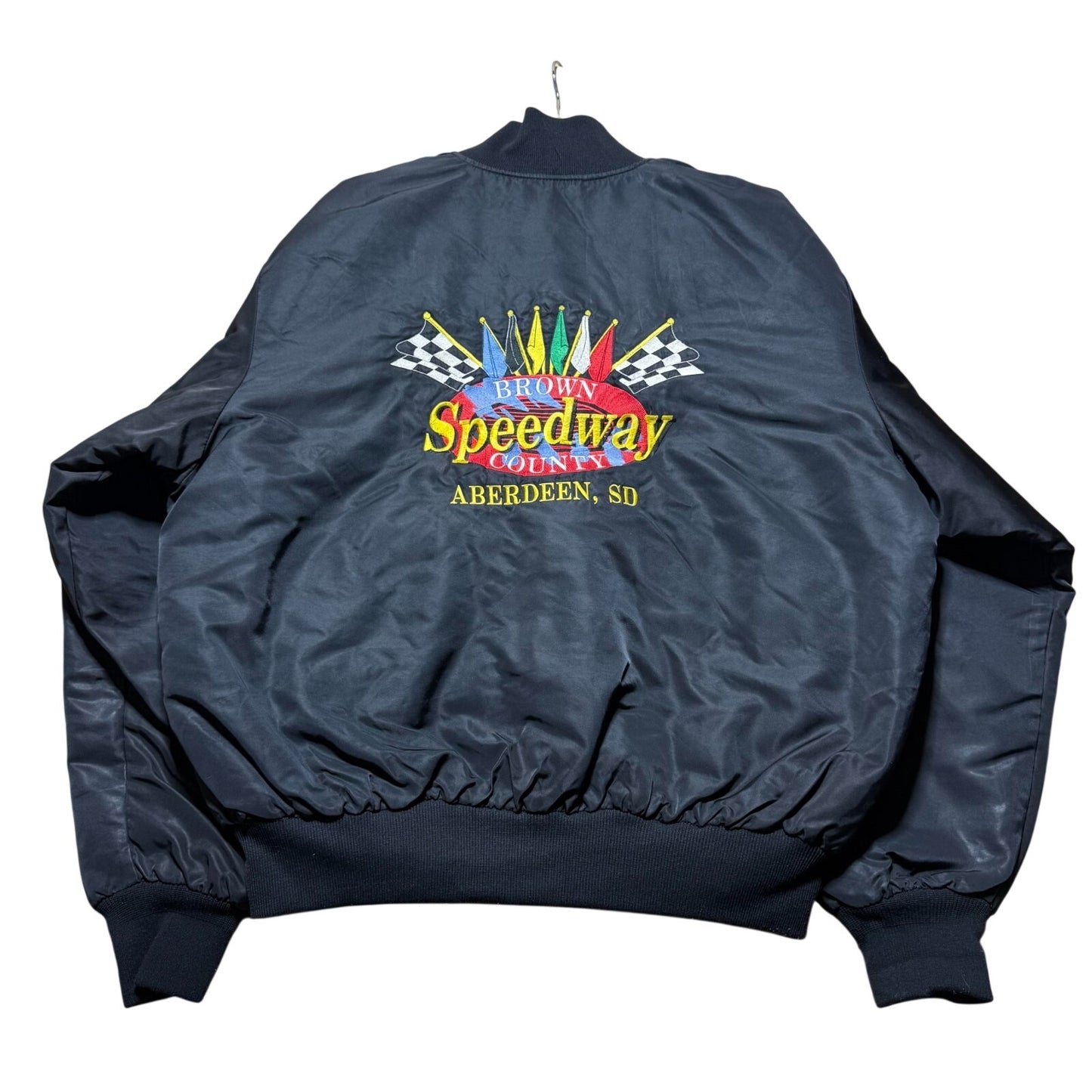 Vintage 1996 Brown County Speedway Aberdeen SD Satin Bomber Jacket USA - Large