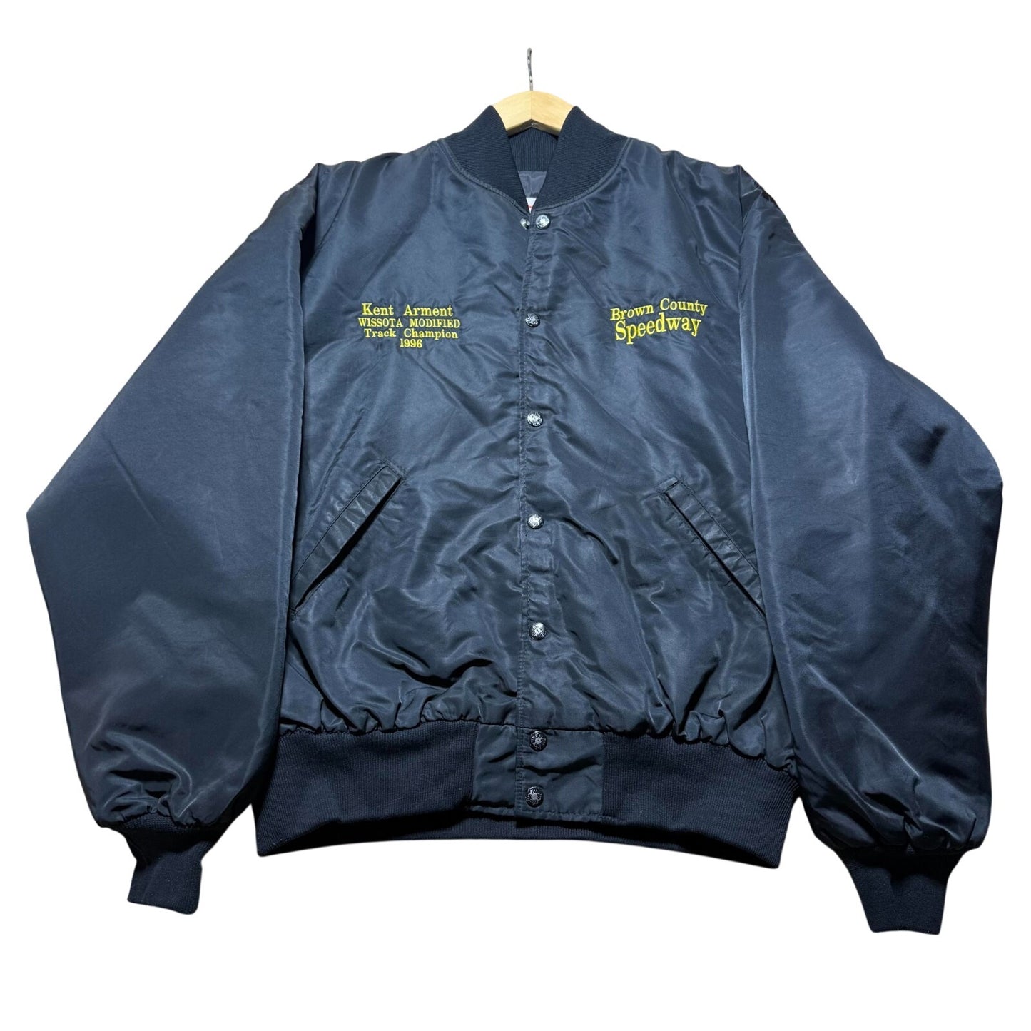 Vintage 1996 Brown County Speedway Aberdeen SD Satin Bomber Jacket USA - Large