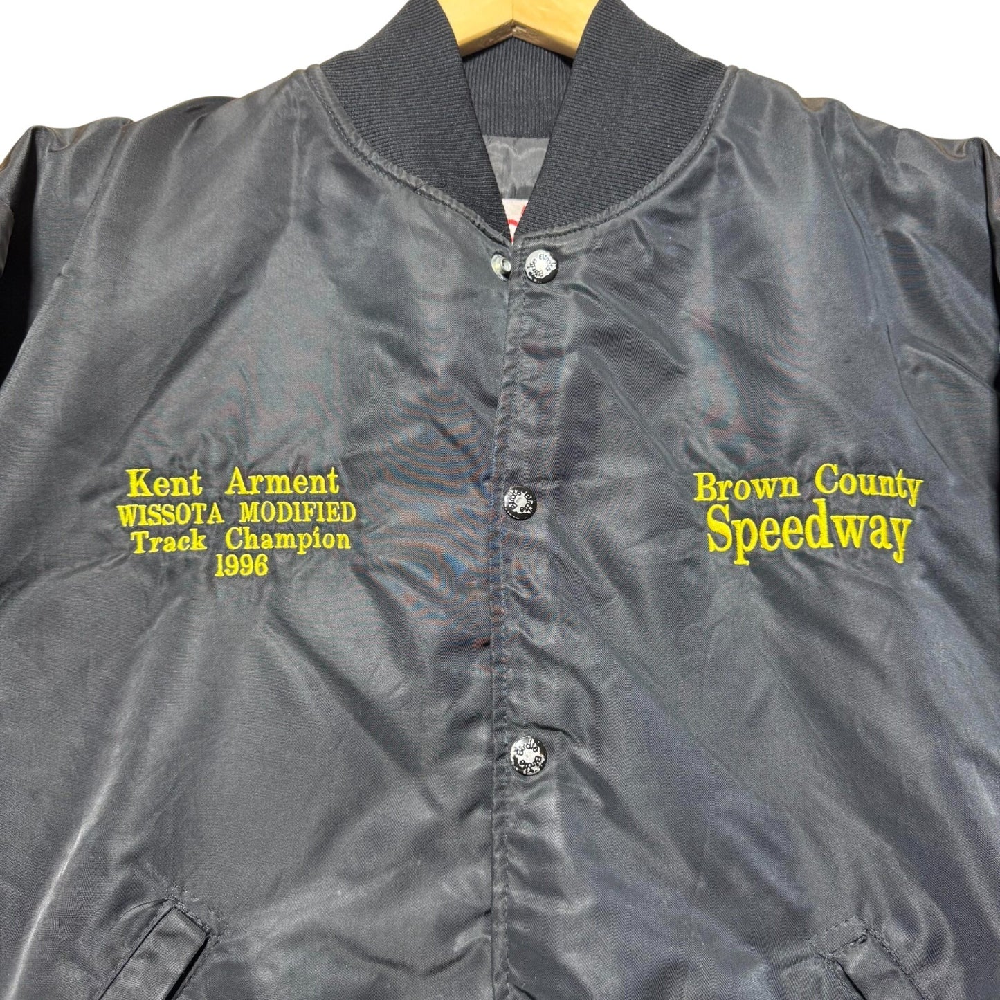 Vintage 1996 Brown County Speedway Aberdeen SD Satin Bomber Jacket USA - Large