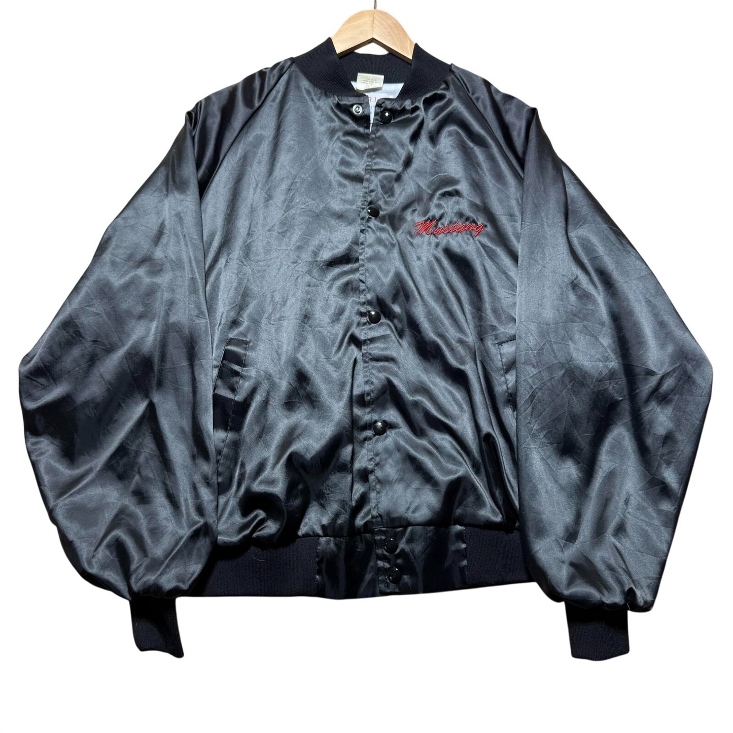 Vintage 80s 90s Mustang Hoofbeats & Horsepower Racing Satin Bomber Jacket Large