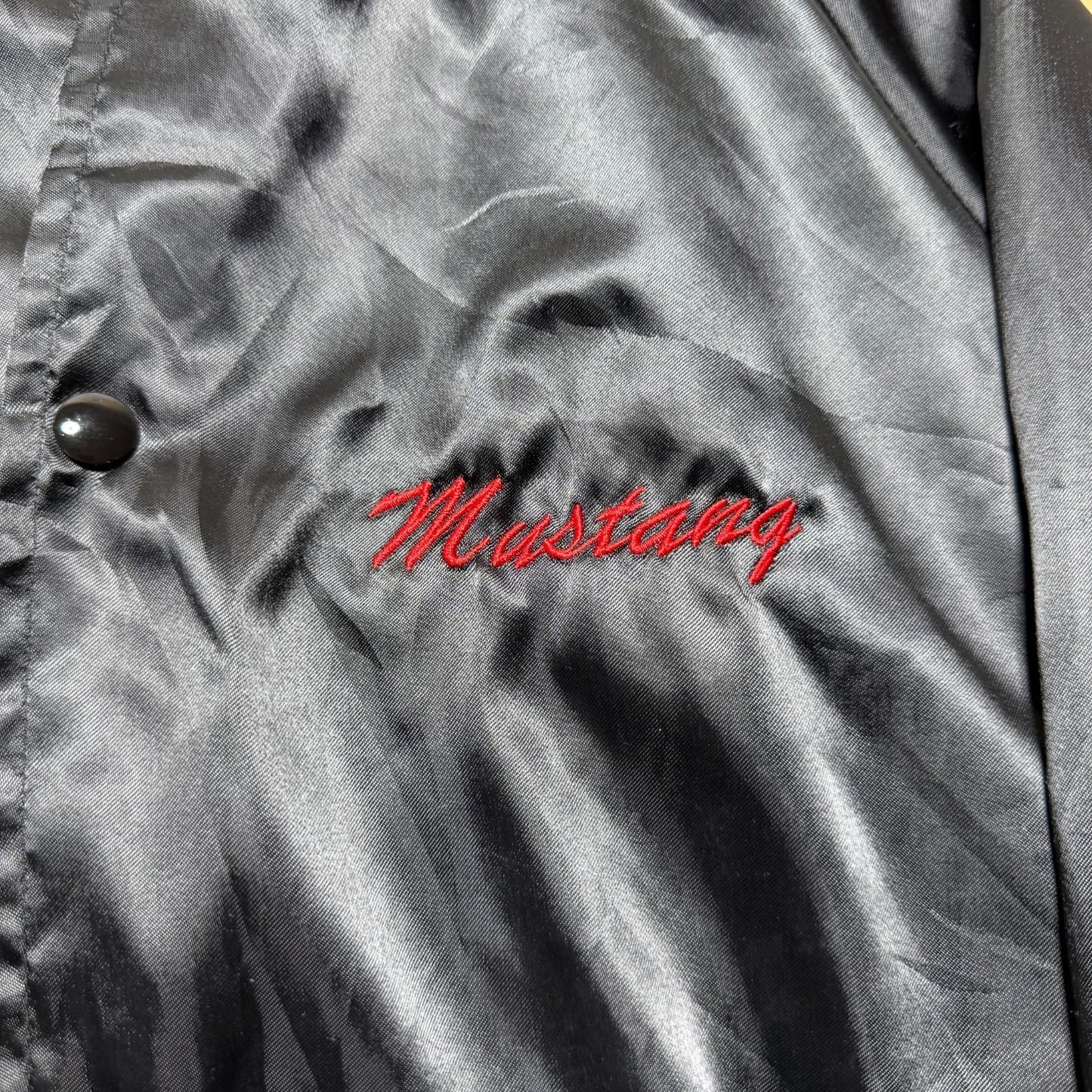 Vintage 80s 90s Mustang Hoofbeats & Horsepower Racing Satin Bomber Jacket Large