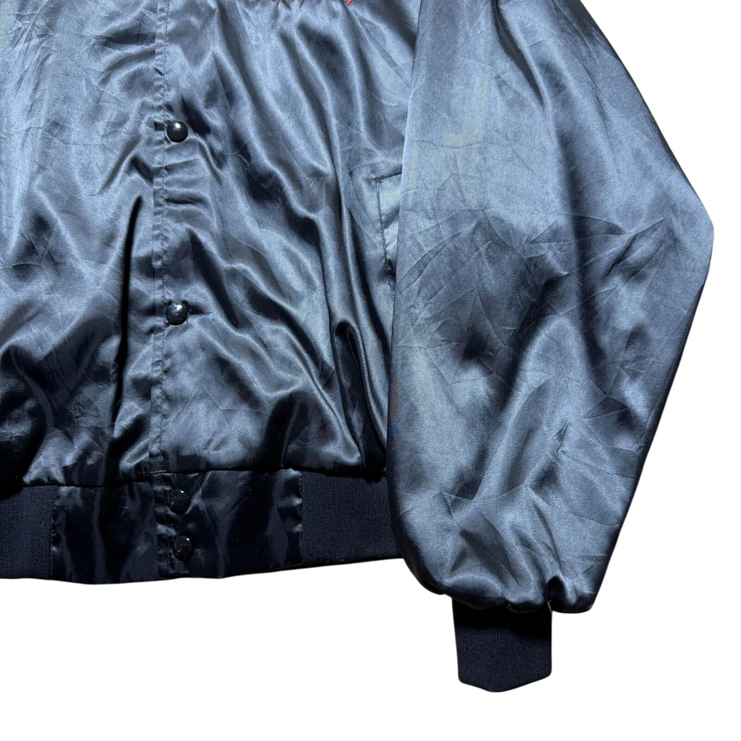 Vintage 80s 90s Mustang Hoofbeats & Horsepower Racing Satin Bomber Jacket Large