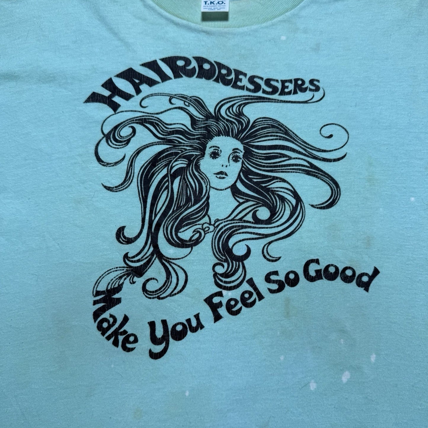 Vintage 70s Hairdressers Make You Feel So Good Hair Medusa Art Shirt Size Large