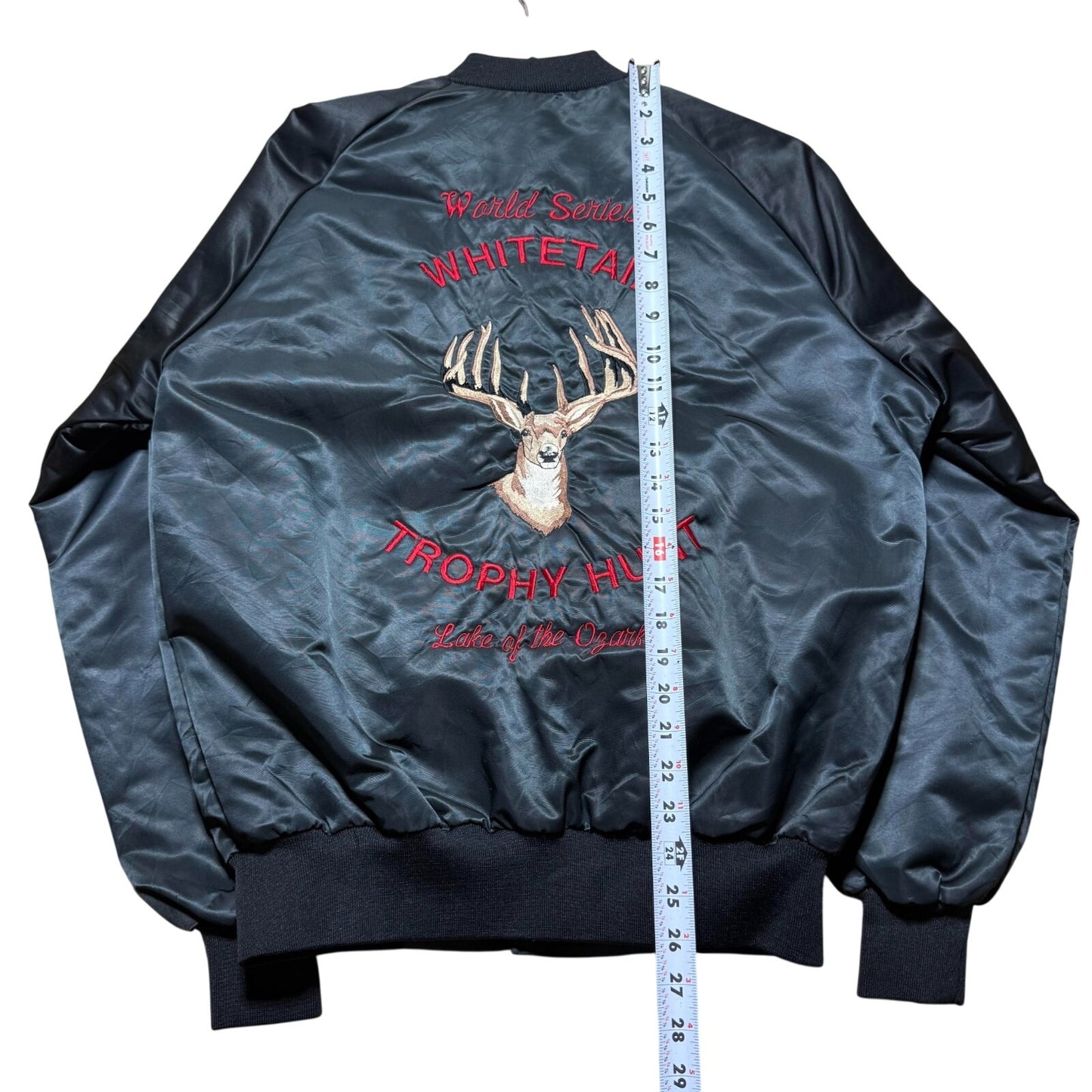 Vintage 80s Joanne World Series Deer Whitetail Trophy Hunt Bomber Jacket Large