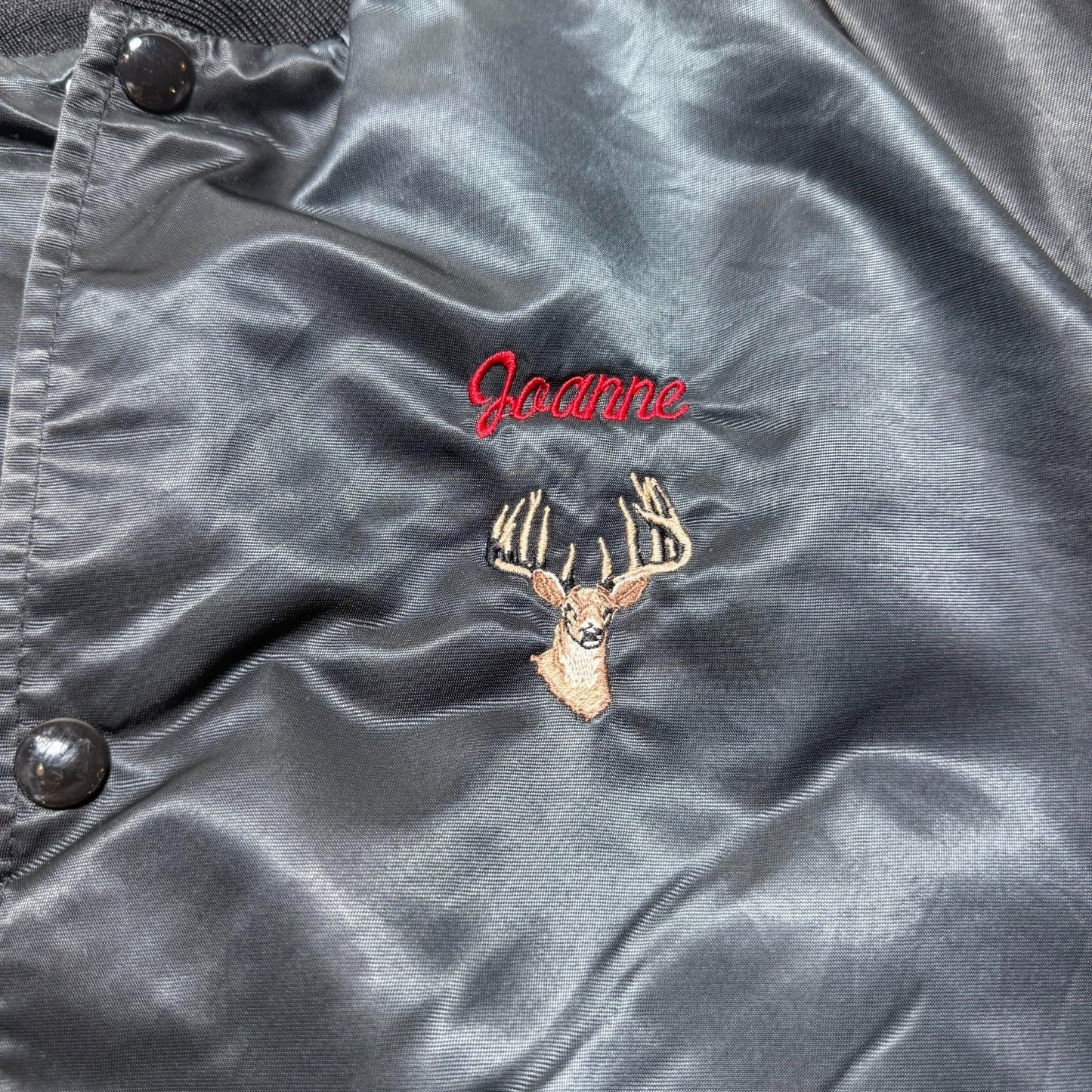 Vintage 80s Joanne World Series Deer Whitetail Trophy Hunt Bomber Jacket Large