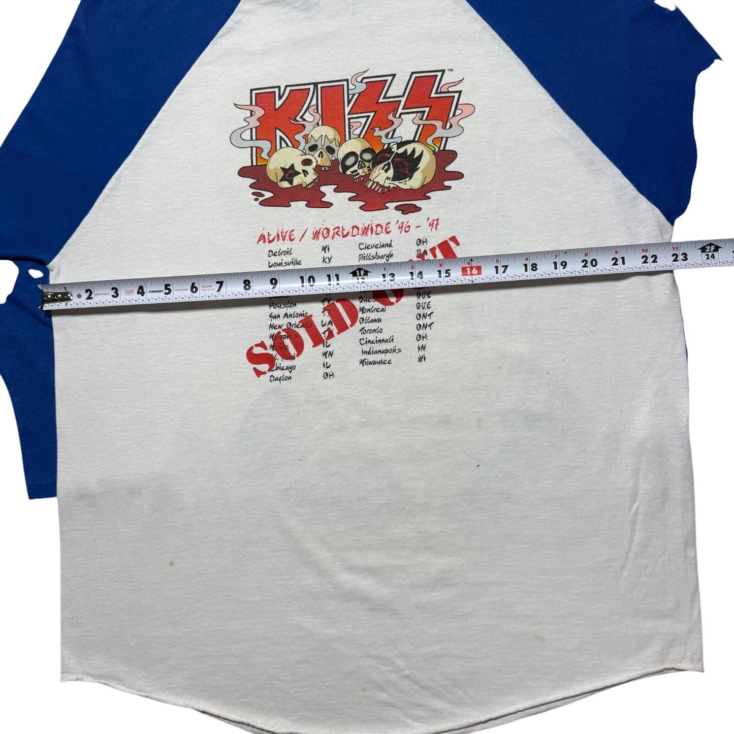 Vintage 1996 Kiss Alive Worldwide 96-97 Reunion Tour Concert Raglan Shirt USA XL