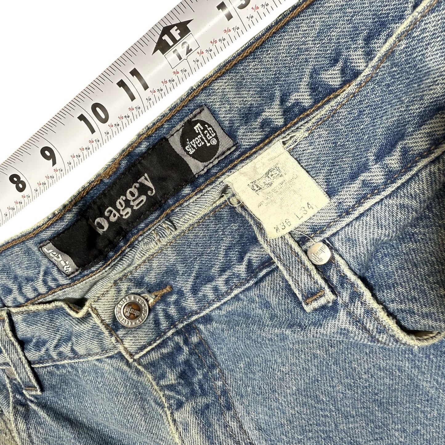 VINTAGE Levis Jeans Mens 36x34 Blue SilverTab Baggy Wide Leg Skater USA 90s Y2K