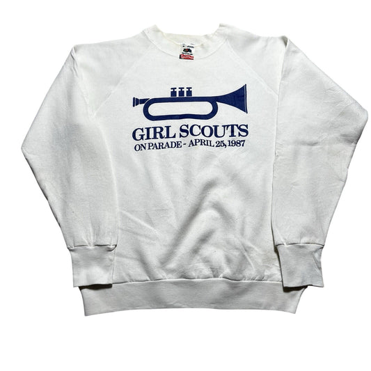 Vintage 80s Girl Scouts On Parade Sweatshirt Trumpet Band Graphic Size Medium