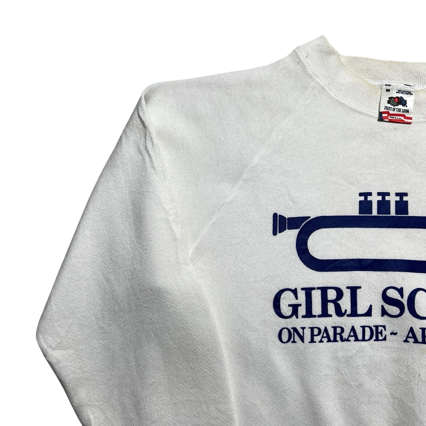 Vintage 80s Girl Scouts On Parade Sweatshirt Trumpet Band Graphic Size Medium