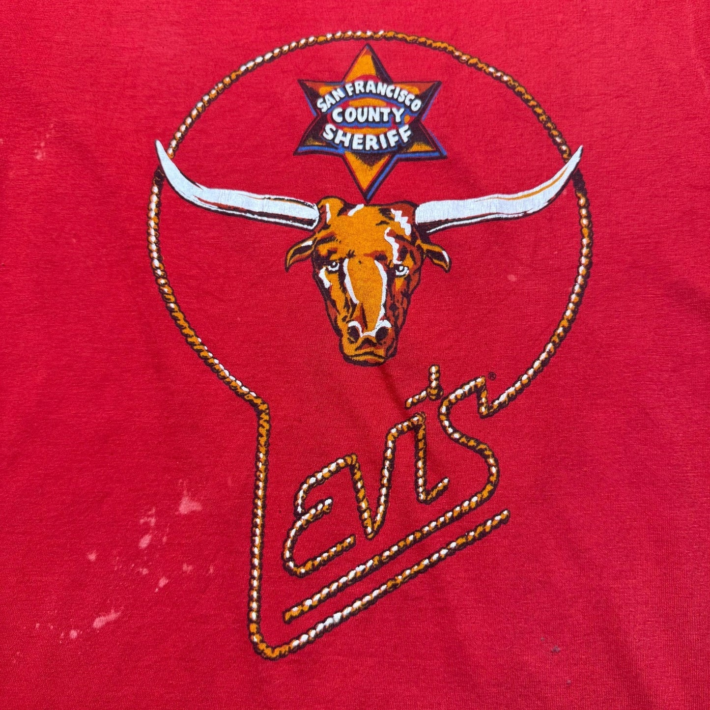 Vintage 70s Levi's San Francisco County Sheriff Longhorn Western T-Shirt - Large