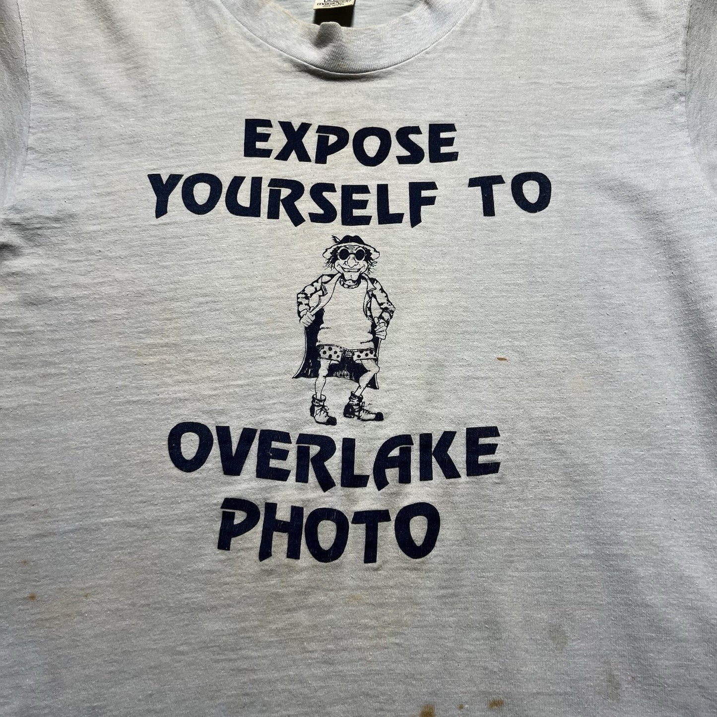 Vintage 70s Hanes Expose Yourself To Overlake Photo Thrashed Faded Shirt Medium