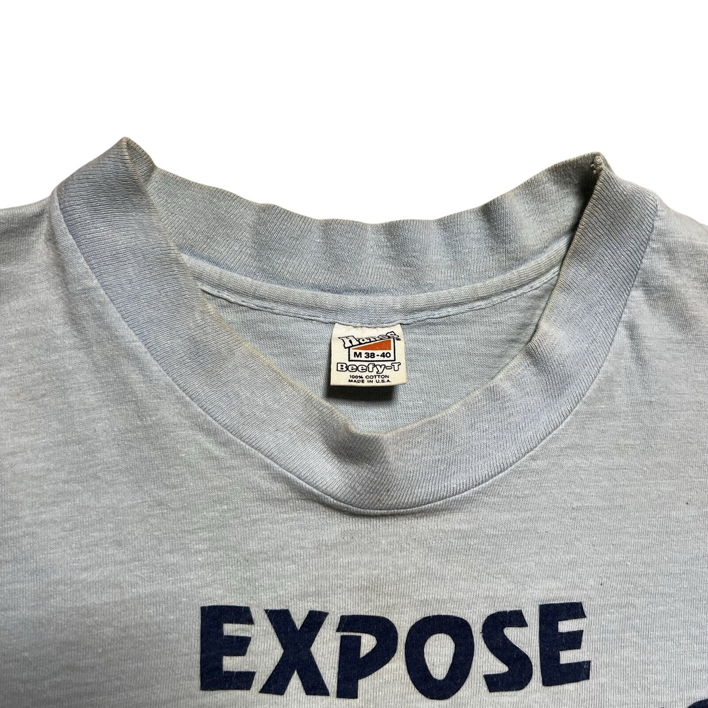 Vintage 70s Hanes Expose Yourself To Overlake Photo Thrashed Faded Shirt Medium
