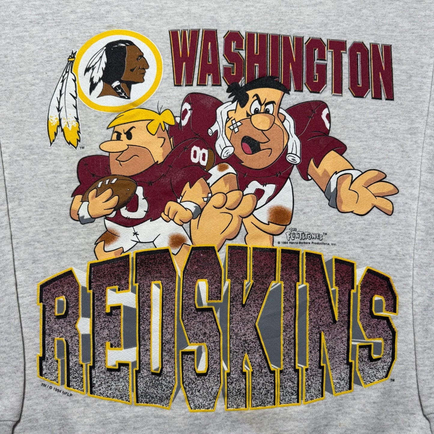 Vintage 1994 Washington Redskin NFL Flintstones Crewneck Pullover Sweatshirt XL