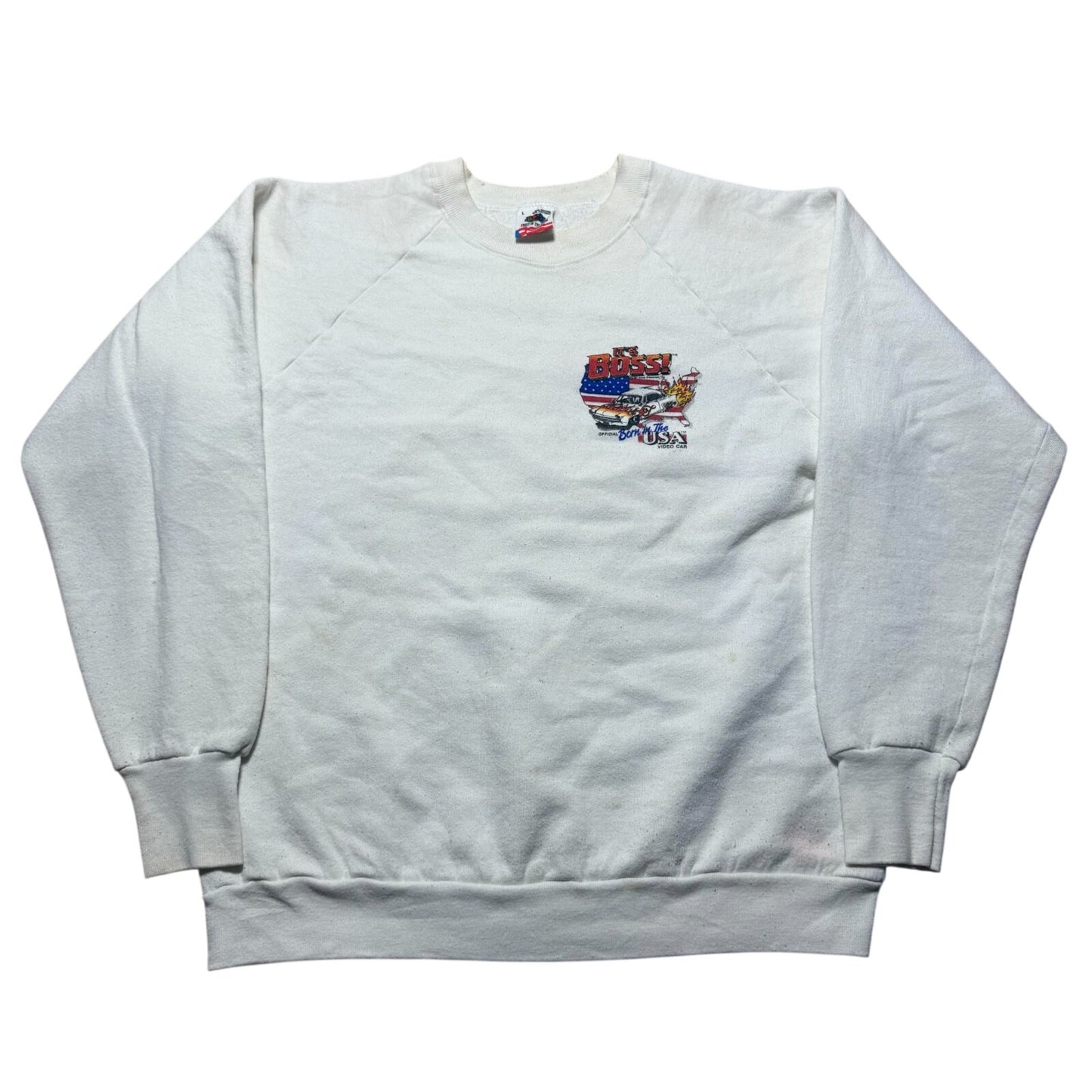 Vintage 1997 It's Boss USA Video Car Flag Crewneck Sweatshirt USA Made - Large