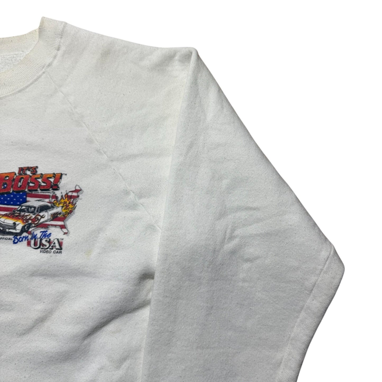 Vintage 1997 It's Boss USA Video Car Flag Crewneck Sweatshirt USA Made - Large
