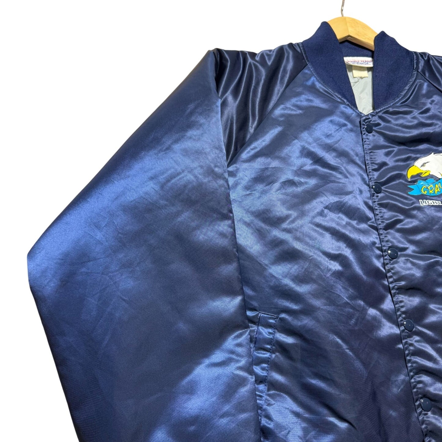 Vintage 90s Grays Towing Light & Heavy Duty Eagle Satin Bomber Jacket Men's XXL