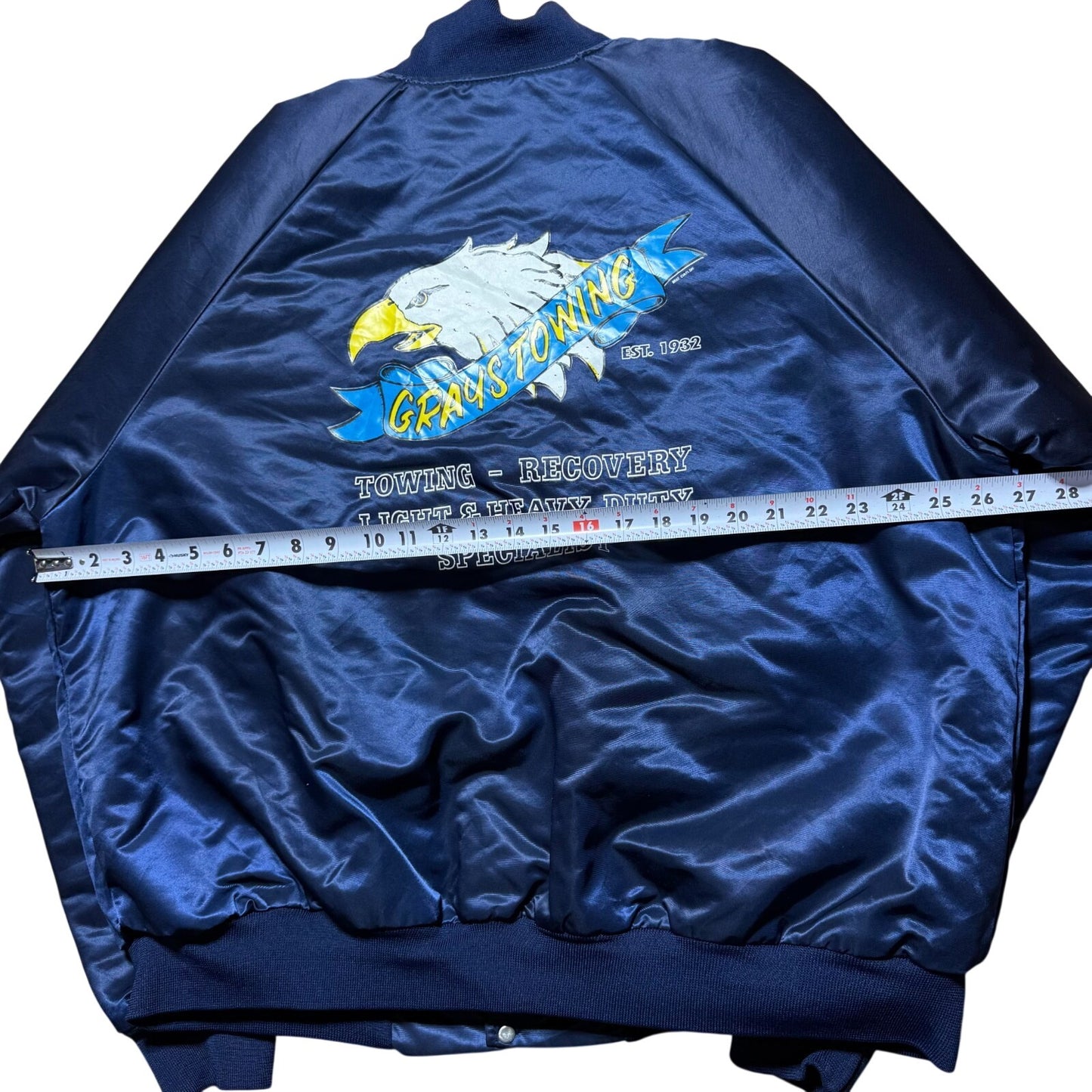 Vintage 90s Grays Towing Light & Heavy Duty Eagle Satin Bomber Jacket Men's XXL